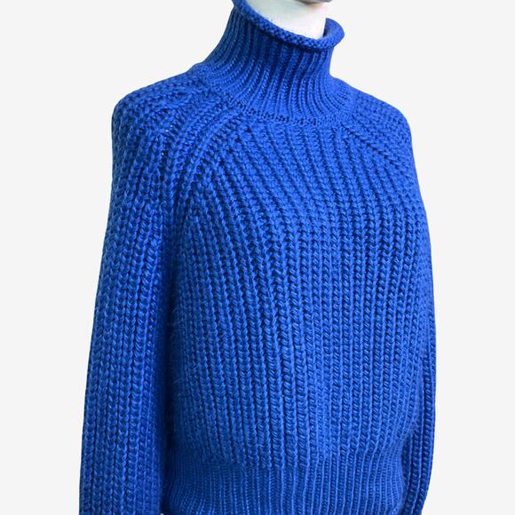 Autres Filles Chunky Knit Turtleneck Sweater Blue Acrylic Ribbed Women’s Size M - Picture 6 of 9